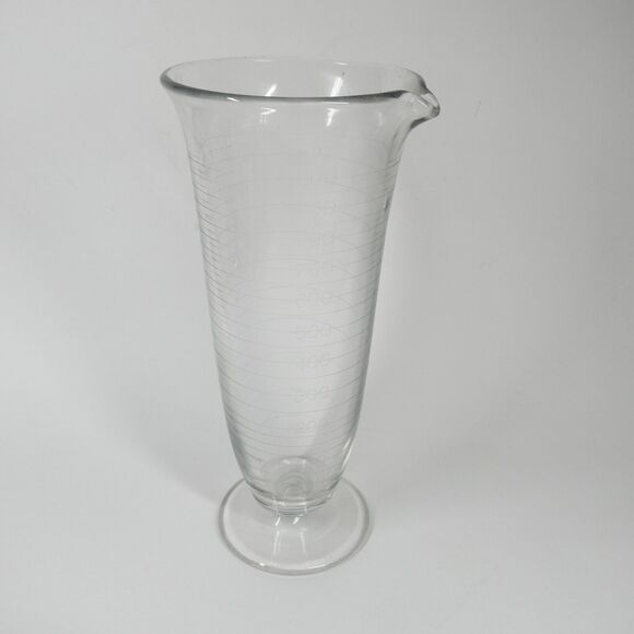 Hand Etched Glass Beaker Vase Pitcher 1000mL 11" Antique Lab Apothecary - Picture 1 of 11
